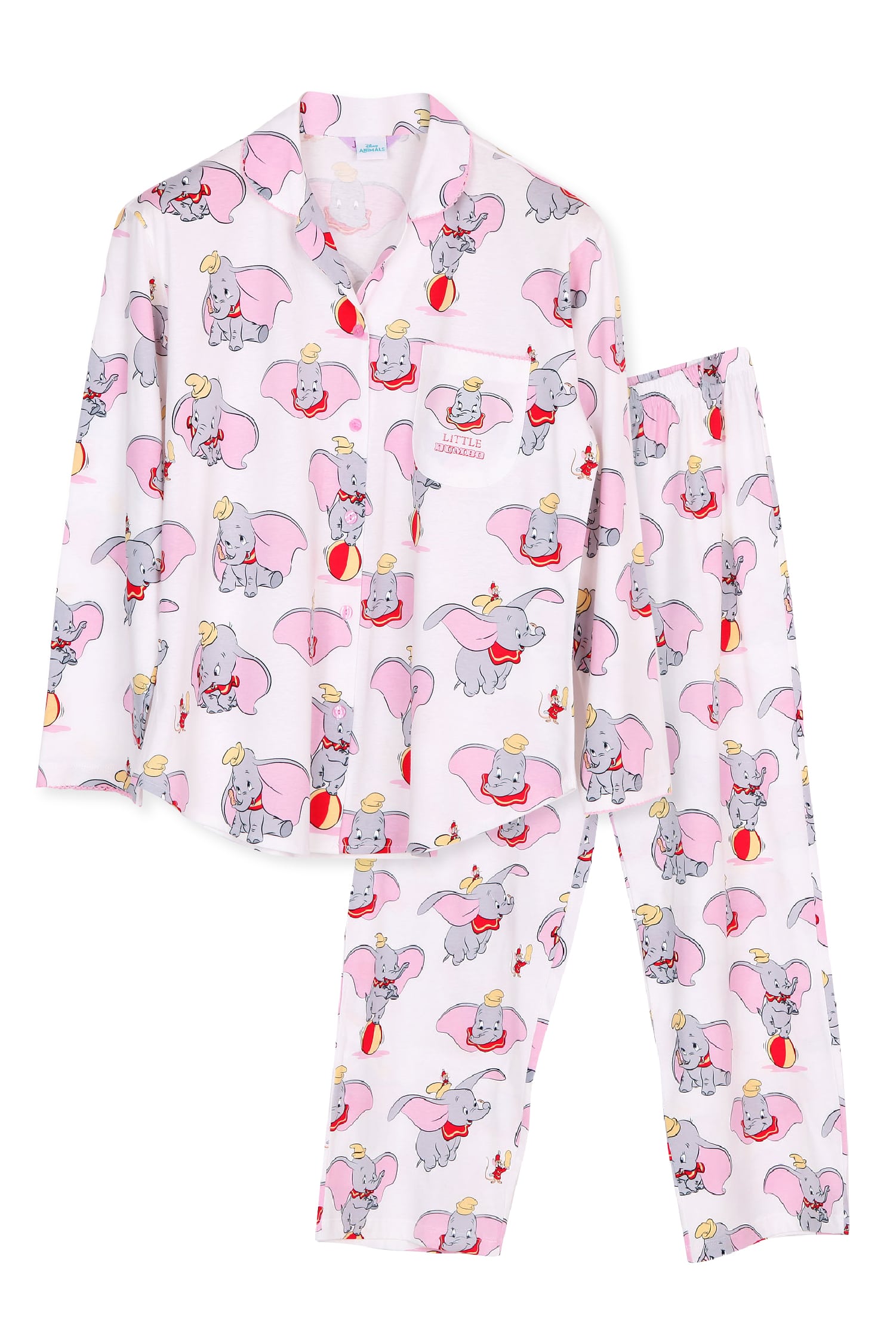 ชุดนอนผู้หญิง JOSILINS เซตเสื้อแขนยาว และกางเกงขายาว Disney Animals : The Little Dumbo สีครีม