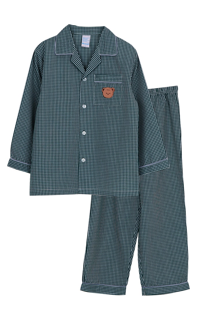 ชุดนอนเด็ก MOMOJI เซตเสื้อแขนยาว และกางเกงขายาว Teddy Bear Collection สีเขียวเข้ม