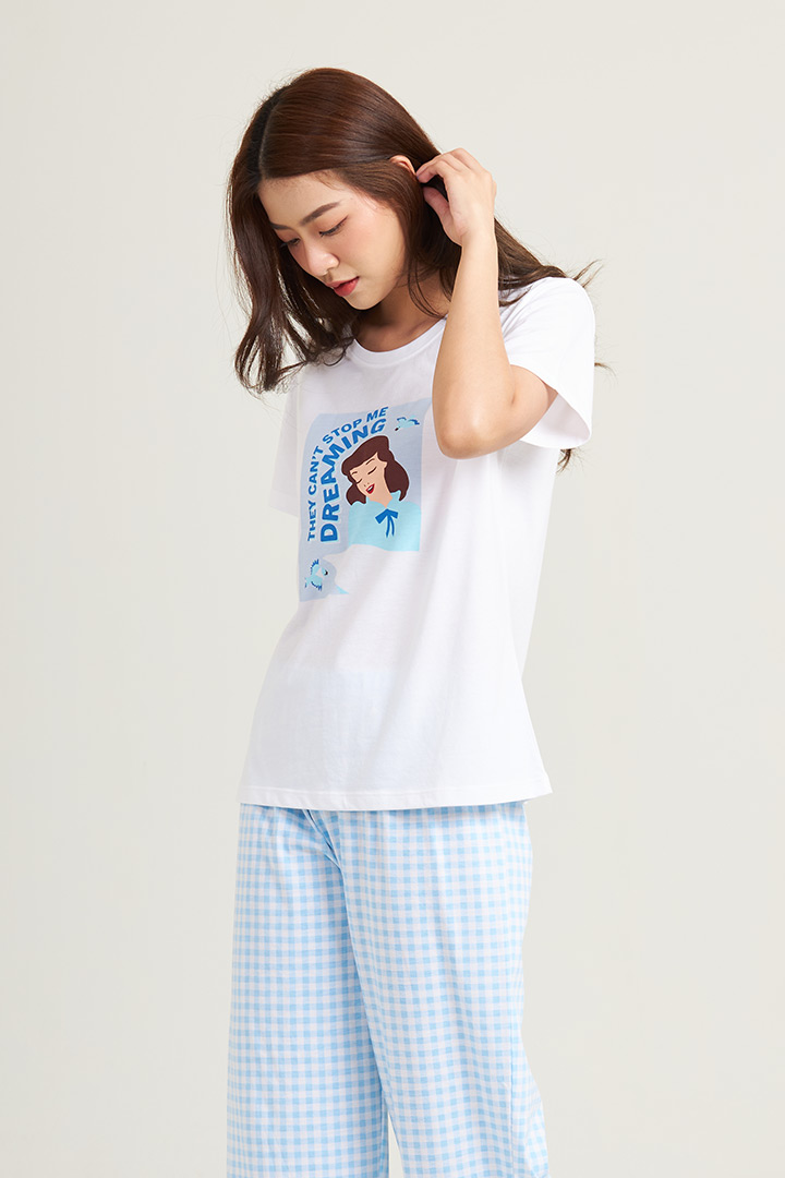 ชุดนอนผู้หญิง JOSILINS เซตเสื้อยืดขายาว Disney Princess meme 01