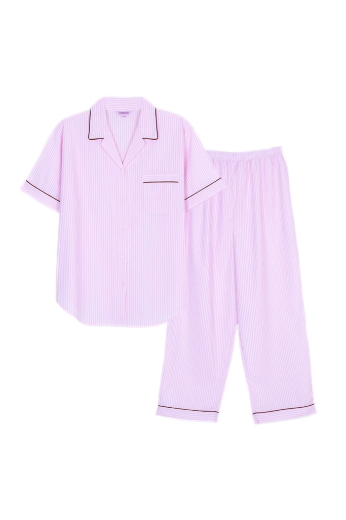 ชุดนอนผู้หญิง JOSILINS เซตแขนสั้นขายาว timeless soft striped สีชมพูอ่อน