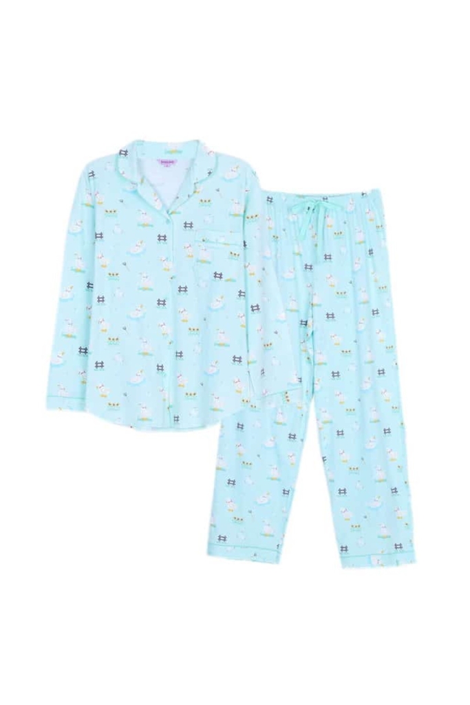 ชุดนอนผู้หญิง JOSILINS เซตแขนยาวขายาว Animal collection: Little duck สีเขียวอ่อน