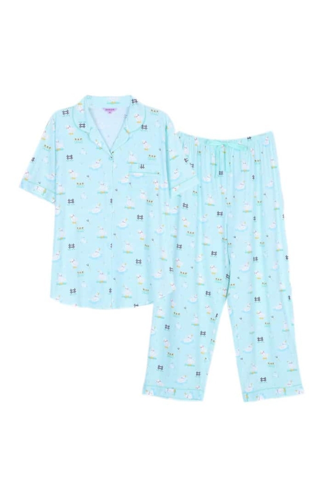 ชุดนอนผู้หญิง JOSILINS เซตแขนสั้นขายาว Animal collection: Little duck สีเขียวอ่อน