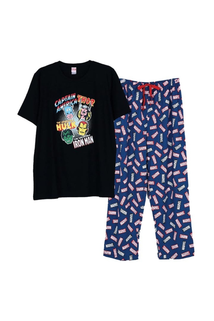 ชุดนอนผู้ชาย ANKER STUBERT เซตเสื้อยืดขายาว Marvel Comic Redbox สีดำ