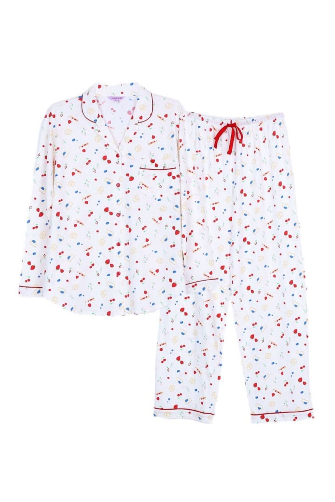 ชุดนอนผู้หญิง JOSILINS เซตแขนยาวขายาว Bake with love สีครีม