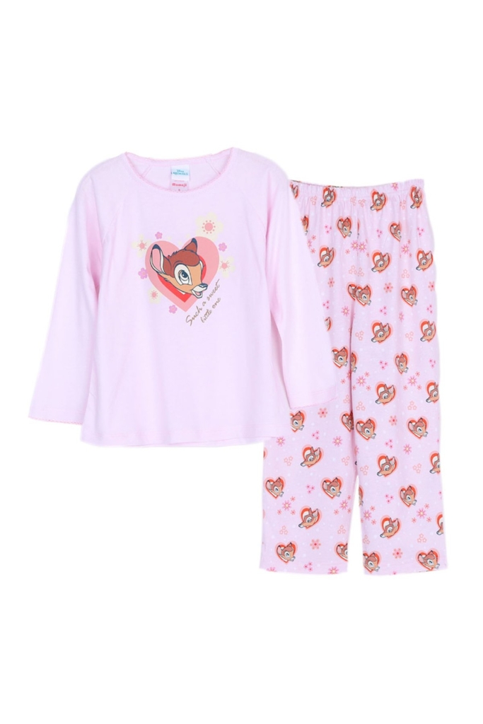 ชุดนอนเด็ก MOMOJI เซตแขนยาวขายาว Bambi and sweet little one สีโอรส
