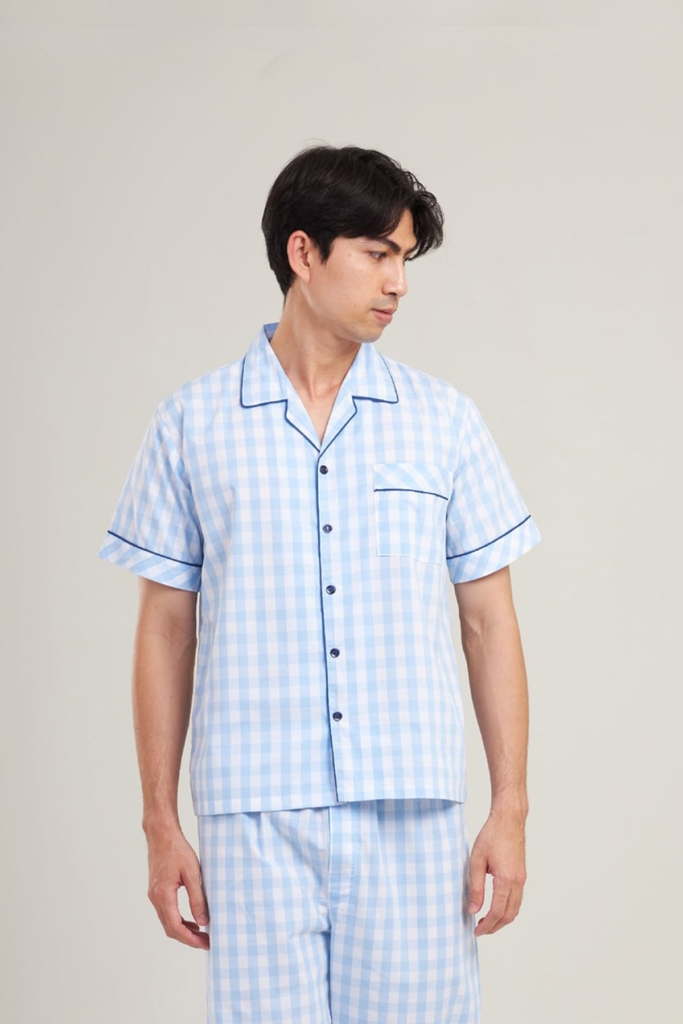 ชุดนอนผู้ชาย ANKER STUBERT เซตแขนสั้นขาสั้น SKYBLUE Woven สีฟ้า