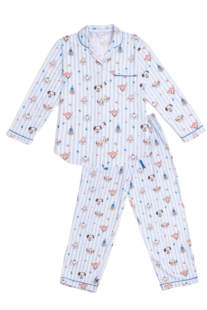 ชุดนอนผู้หญิง JOSILINS เซตแขนยาวขายาว Animal Squad สีฟ้า