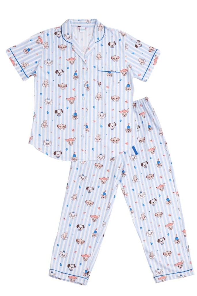 ชุดนอนผู้หญิง JOSILINS เซตแขนสั้นขายาว Animal Squad สีฟ้า