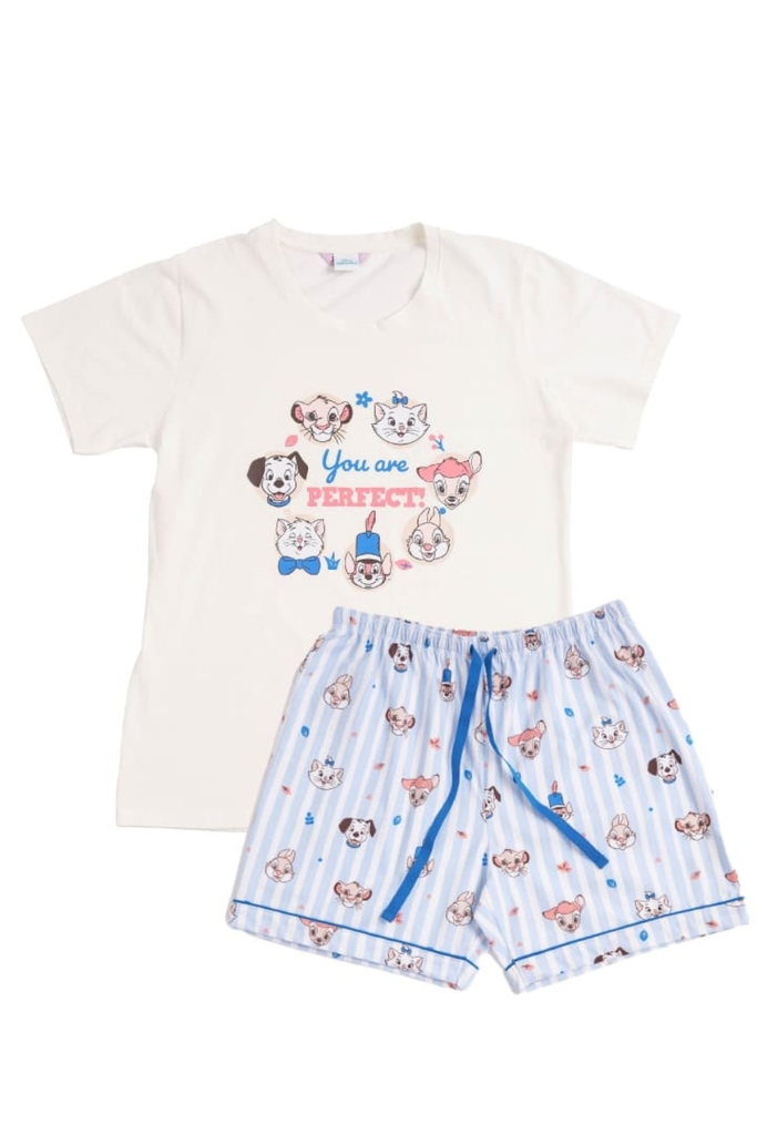 ชุดนอนผู้หญิง JOSILINS เซตเสื้อยืดขาสั้น Animal Squad สีเหลืองอ่อน