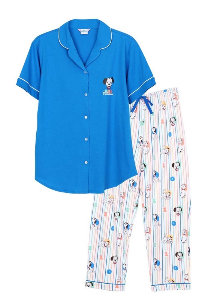 ชุดนอนผู้หญิง JOSILINS เซตแขนสั้นขายาว 101 Dalmatian: Simple Play Collection สีฟ้า