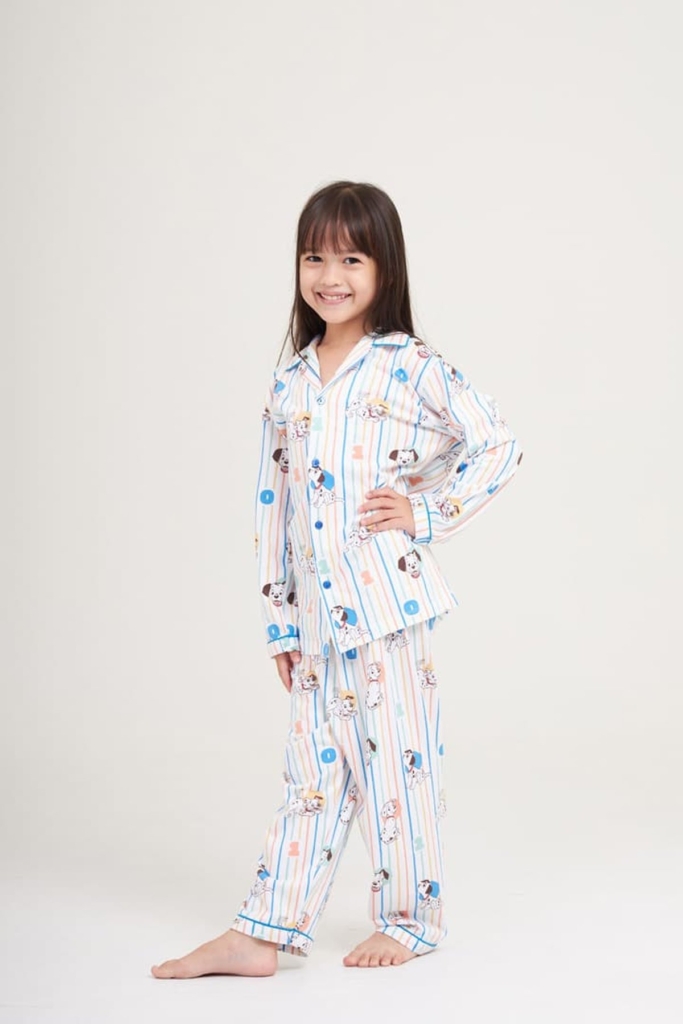 ชุดนอนเด็ก MOMOJI เซตแขนยาวขายาว 101 Dalmatian: Simple Play Collection สีครีม