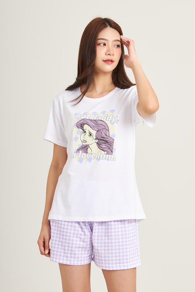 ชุดนอนผู้หญิง JOSILINS เซตเสื้อยืดขาสั้น Disney Princess meme 02