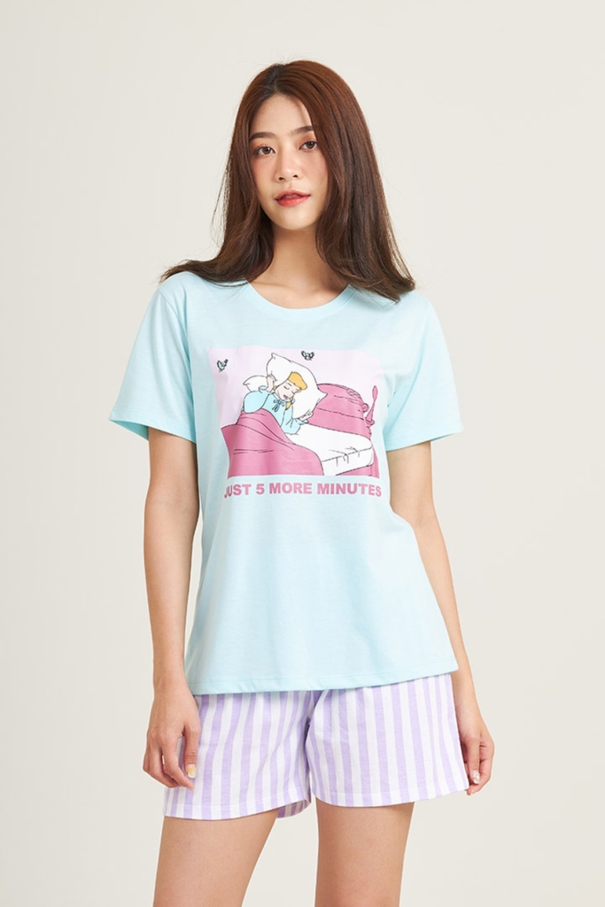 ชุดนอนผู้หญิง JOSILINS เซตเสื้อยืดขาสั้น Disney Princess meme 01