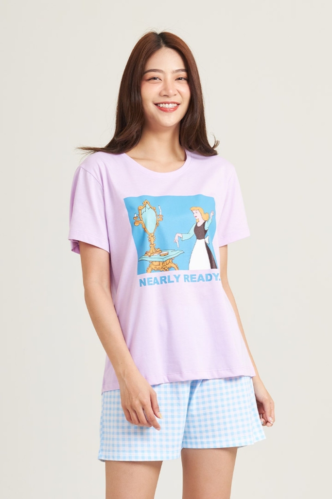 ชุดนอนผู้หญิง JOSILINS เซตเสื้อยืดขาสั้น Disney Princess meme 00