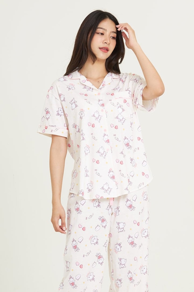 ชุดนอนผู้หญิง JOSILINS เซตแขนสั้นขายาว Marie Purfect in Every Way สีครีม