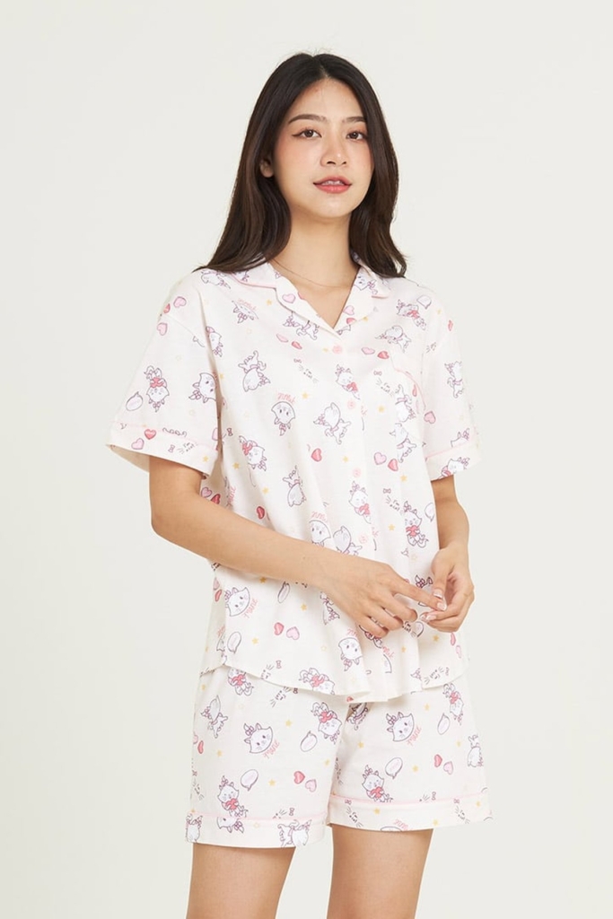 ชุดนอนผู้หญิง JOSILINS เซตแขนสั้นขาสั้น Marie Purfect in Every Way สีครีม