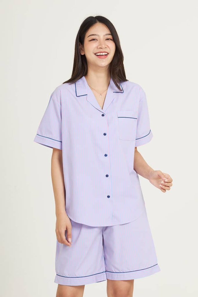 ชุดนอนผู้หญิง JOSILINS เซตแขนสั้นขาสั้น Magic Night สีฟ้า