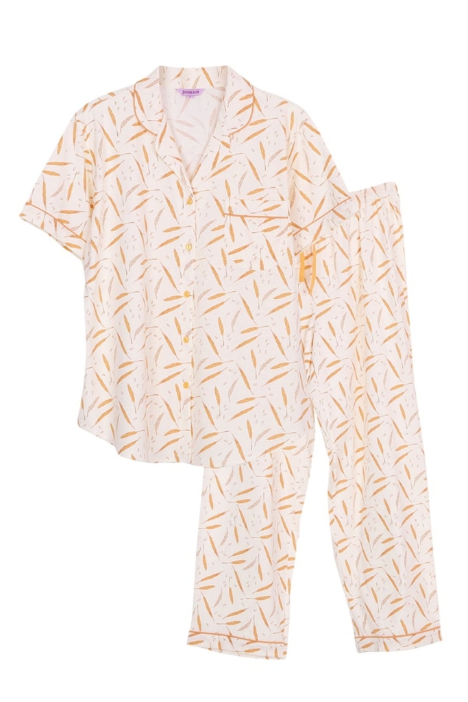 ชุดนอนผู้หญิง JOSILINS เซตแขนสั้นขายาว Ears of Rice สีเหลืองอ่อน