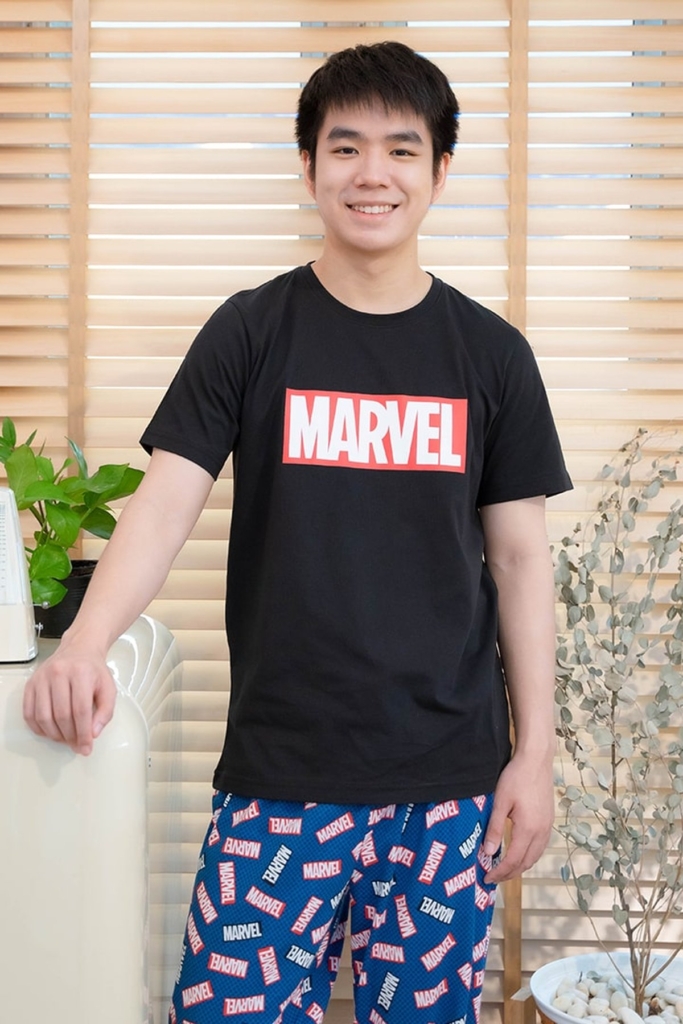 ชุดนอนผู้ชาย ANKER STUBERT เซตเสื้อยืดขายาว Marvel Red-box สีดำ