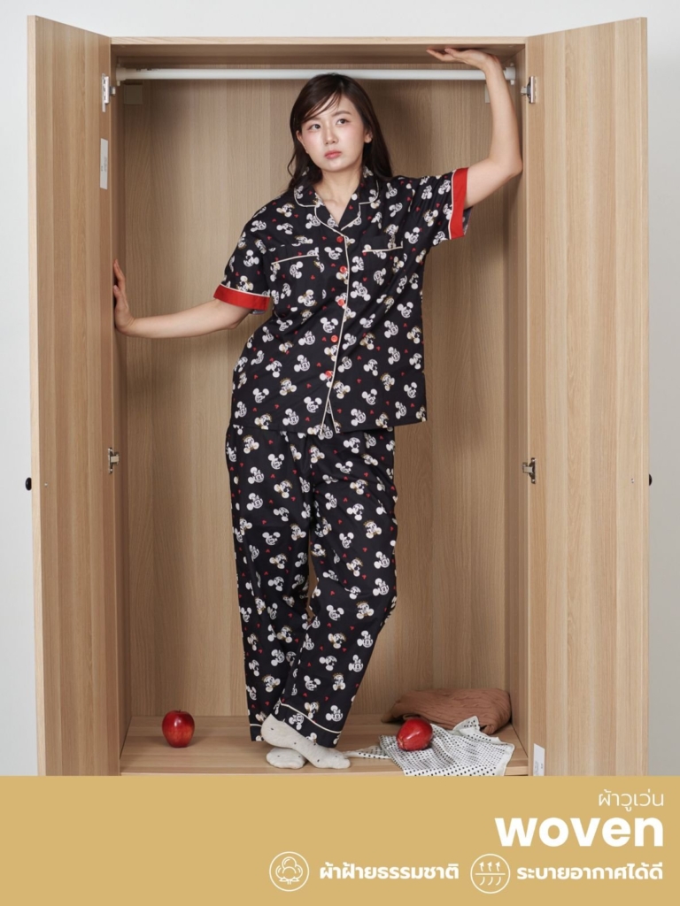 Josilins ชุดนอน ผู้ใหญ่ ลิขสิทธิ์ ดิสนีย์ Disney Mickey คอลเลคชัน Mickey Dot ผ้าวูเว่น SM ML LXL