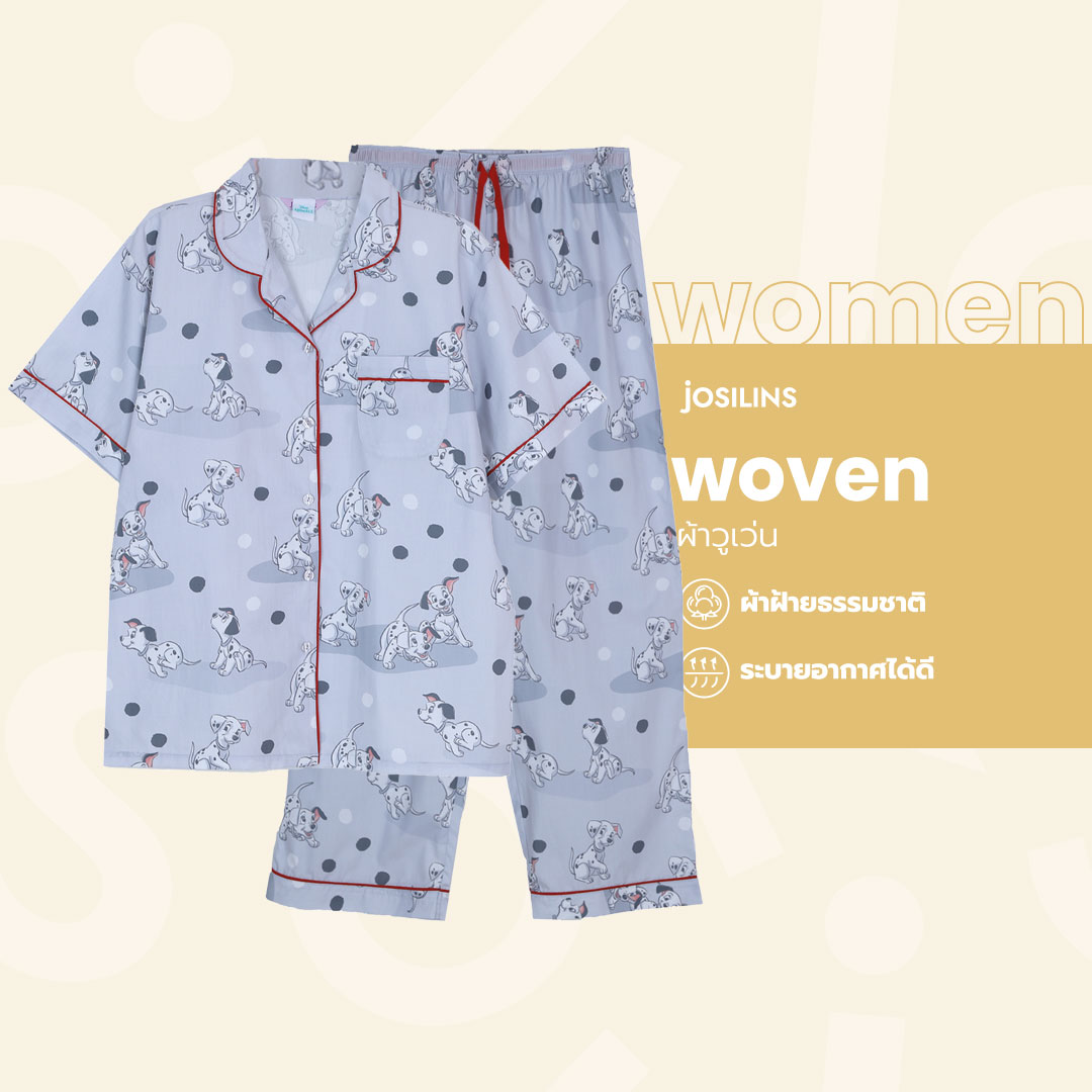 ชุดนอนผู้หญิง JOSILINS Disney Classic 101 Dalmatian Lucky ไซส์ F และไซส์ พลัส ผ้าวูเว่น
