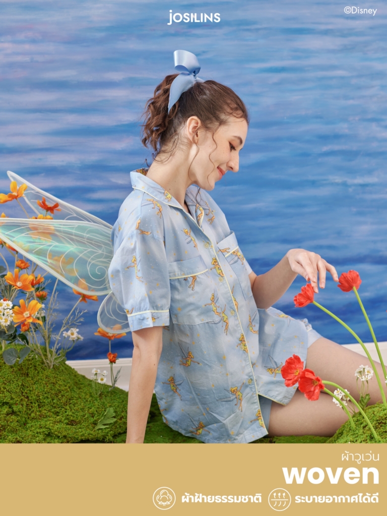 Josilins ชุดนอน ผู้ใหญ่ ลิขสิทธิ์ Disney คอลเลคชัน Tinker Bell In Neverland ผ้าคอตตอนวูเว่น SM ML LXL