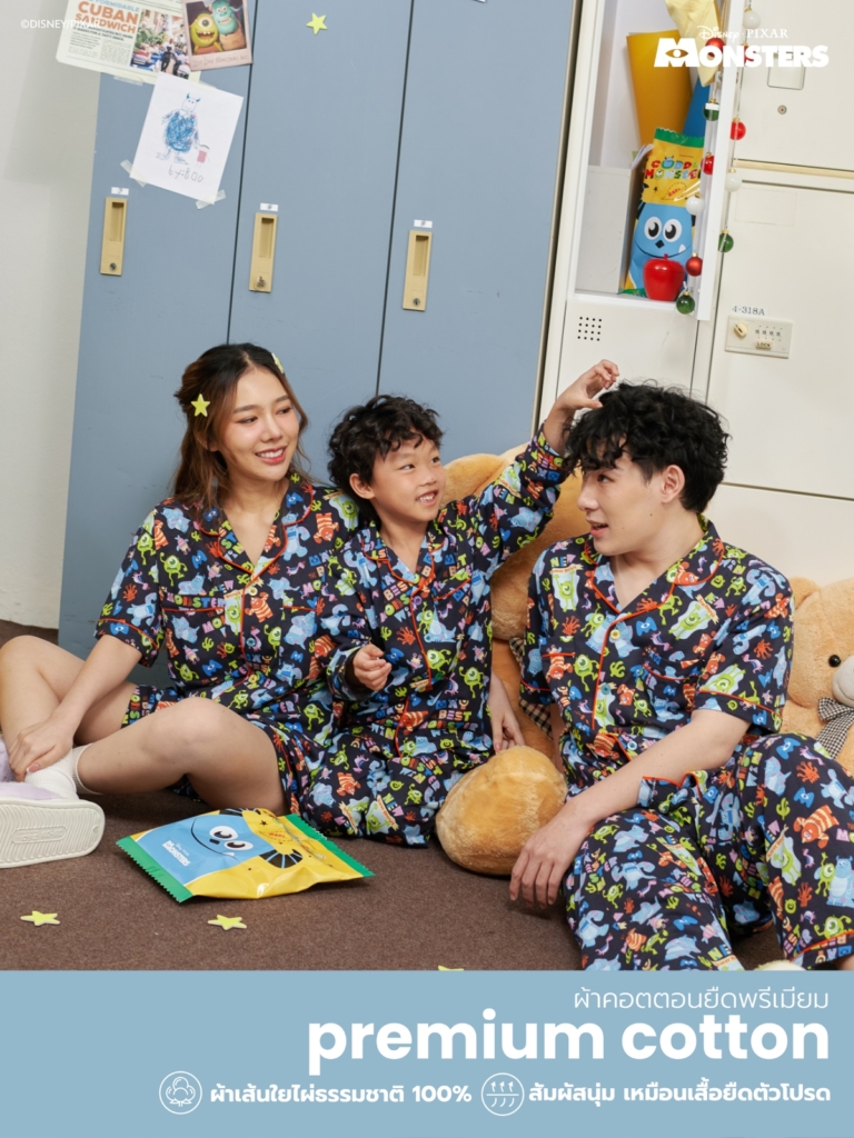 Josilins ชุดนอน ผู้ใหญ่ ลิขสิทธิ์ Disney Pixar Monsters Inc คอลเลคชัน Monster Party ผ้าคอตตอนยืด SM ML LXL