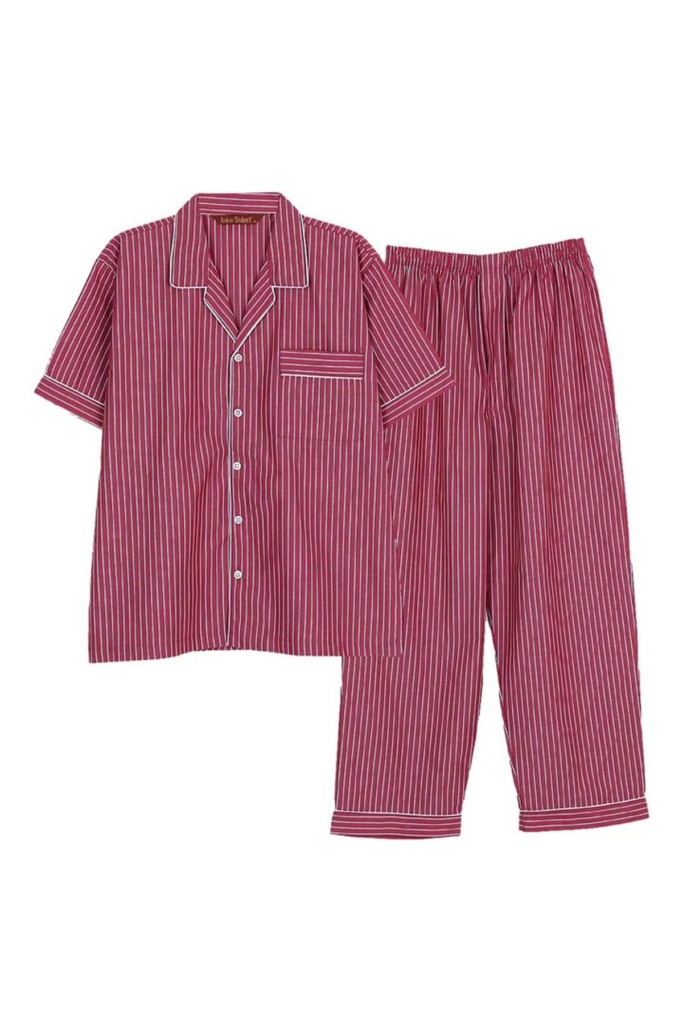 ชุดนอนผู้ชาย ANKER STUBERT เซตแขนสั้นขายาว Candy Striped สีแดงอ่อน