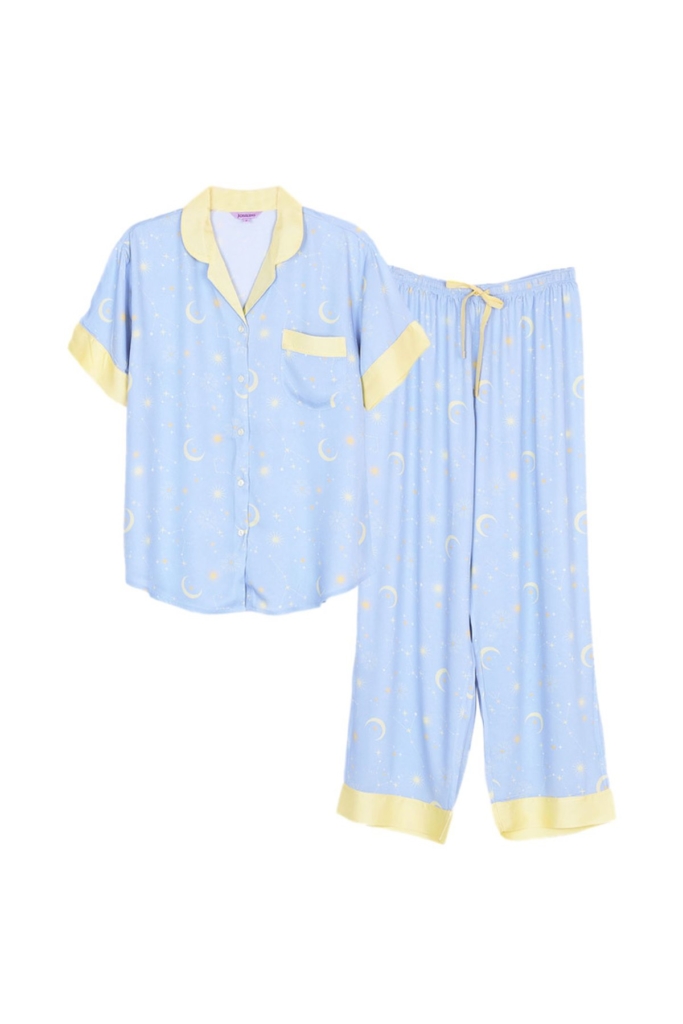 ชุดนอนผู้หญิง JOSILINS เซตแขนสั้นขายาว Shinning Star สีฟ้า ไซส์ F และไซส์ พลัส