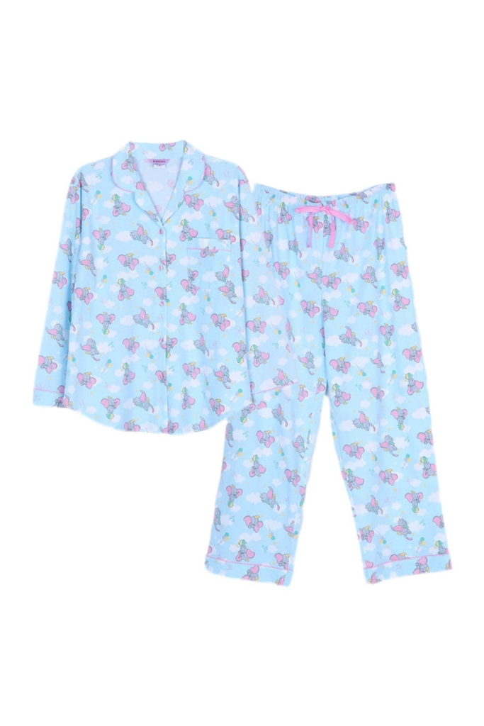 ชุดนอนผู้หญิง JOSILINS เซตแขนยาวขายาว Dumbo : Dream big in the sky สีฟ้า