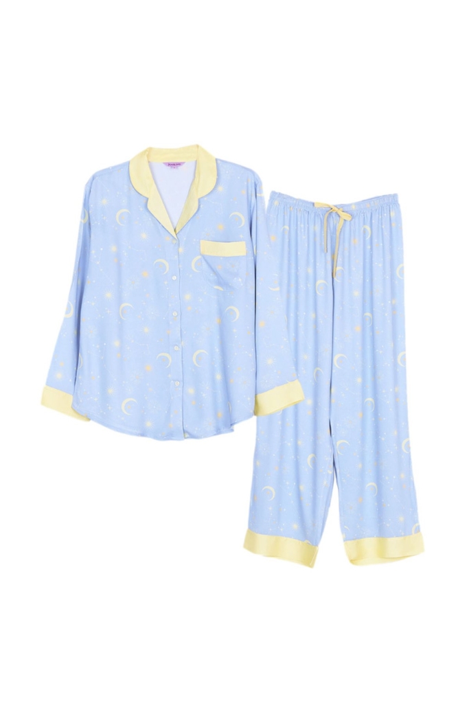 ชุดนอนผู้หญิง JOSILINS เซตแขนยาวขายาว Shinning Star สีฟ้า