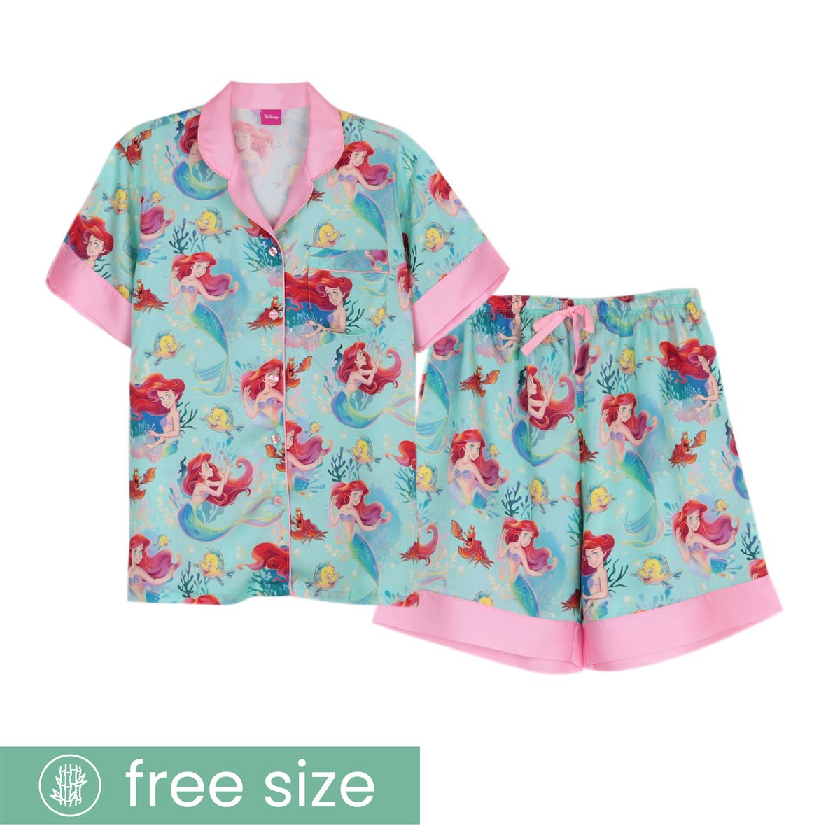 ชุดนอนผู้หญิง JOSILINS ลิขสิทธิ์ Disney Princess Little Mermaid Classic ไซส์ F และไซส์ พลัส ผ้าแบมบู - Image 5