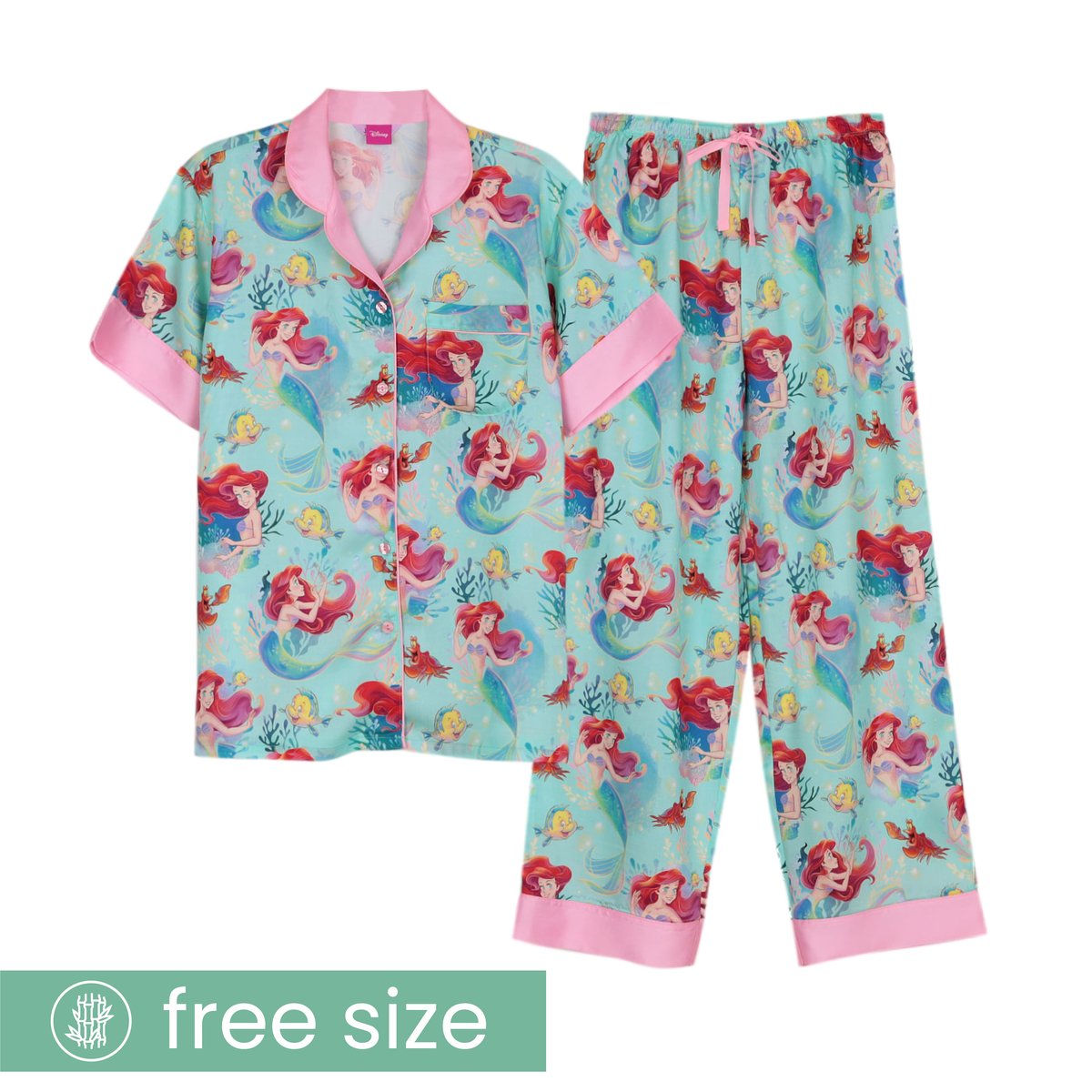 ชุดนอนผู้หญิง JOSILINS ลิขสิทธิ์ Disney Princess Little Mermaid Classic ไซส์ F และไซส์ พลัส ผ้าแบมบู - Image 6