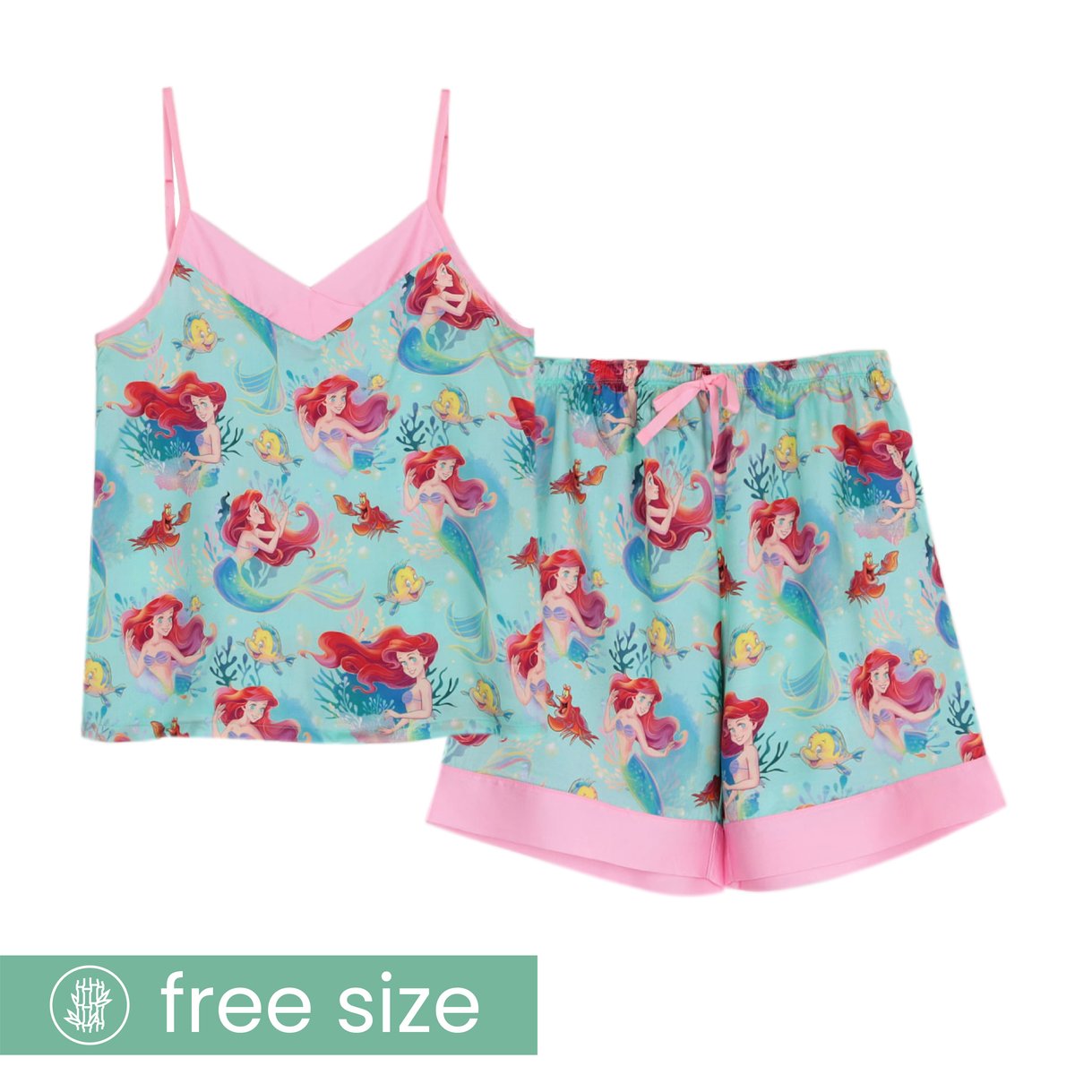 ชุดนอนผู้หญิง JOSILINS ลิขสิทธิ์ Disney Princess Little Mermaid Classic ไซส์ F และไซส์ พลัส ผ้าแบมบู - Image 4