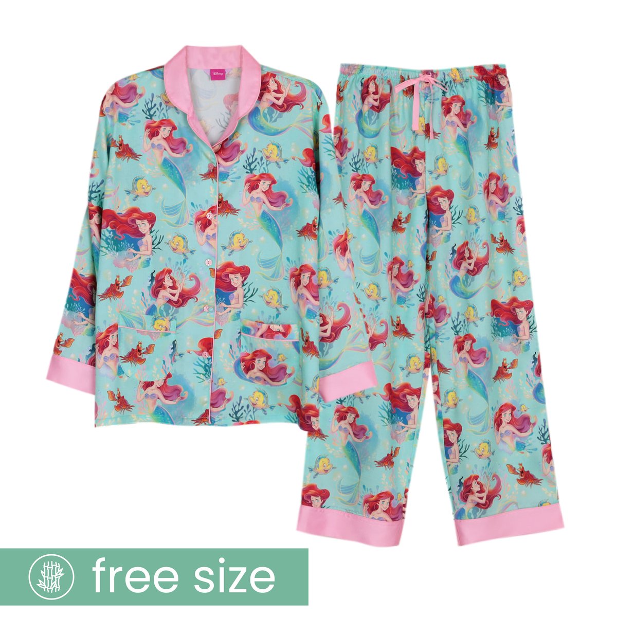 ชุดนอนผู้หญิง JOSILINS ลิขสิทธิ์ Disney Princess Little Mermaid Classic ไซส์ F และไซส์ พลัส ผ้าแบมบู - Image 7